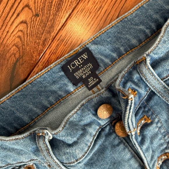J. Crew essential straight button fly Light Blue Ankle Jeans frayed 30 10 - Picture 2 of 2